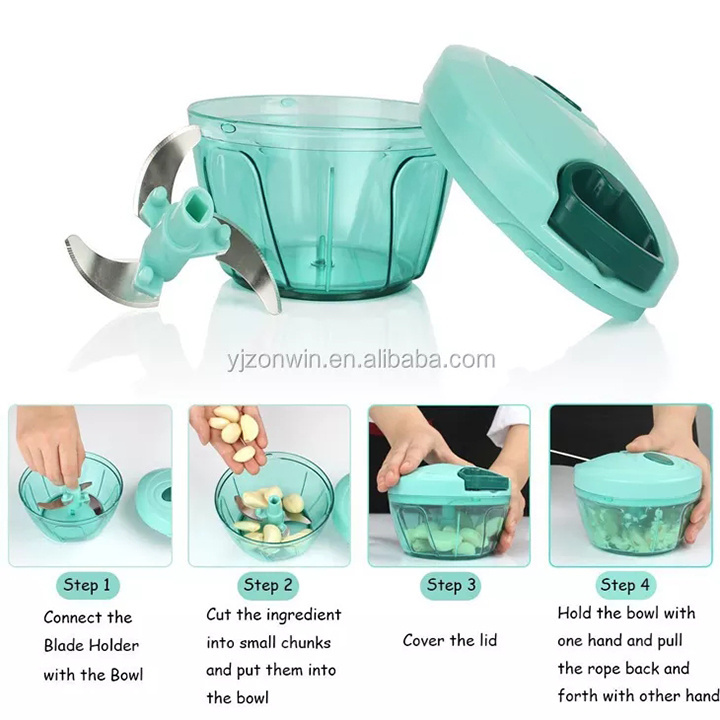 Top Seller Gadgets Hand-held Plastic Manual Pull Mini Vegetables Chopper