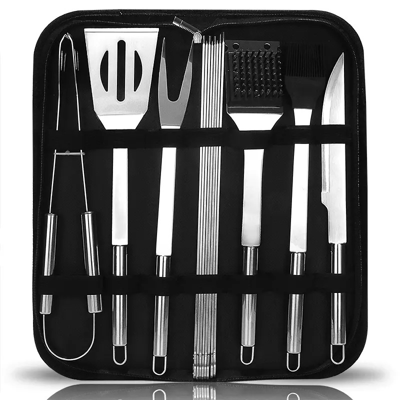 Item Q1-218 Portable Multifunctional 14 Pcs BBQ Grilling Accessories Outdoor Camping BBQ Tool Set with Oxford Bag