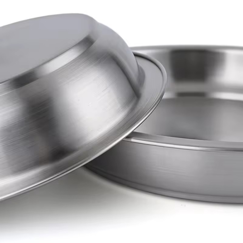 Stainless Steel Dinner Plate Round Dessert Plate Feeding Serving Camping Salad Plate for Outdoor Travel BBQ