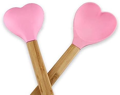 Hot Selling Heart Shape Silicone Spatula with Wood Handle for baking tools kitchen Utensil Spoon