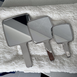 INS Hot Simple High Quality Anomalous  Private label Selling Beauty Personal Silver Square Round Hand Mirror  Make Up Mirror