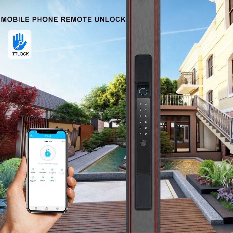 wholesale Waterproof Digital Fingerprint Ttlock  Aluminum Sliding Smart  Aluminum door lock