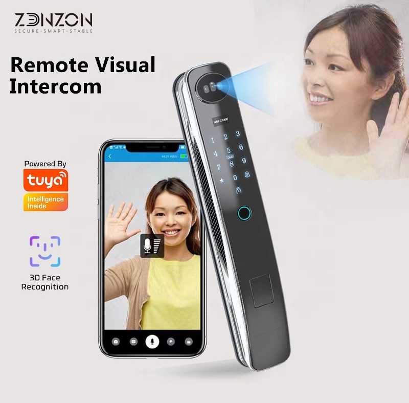 Zonzon 3D Face ID Door Lock with Camera Digital Viewer Remote Doorbell Tuya Wifi Fingerprint Smart Face Recognition lock