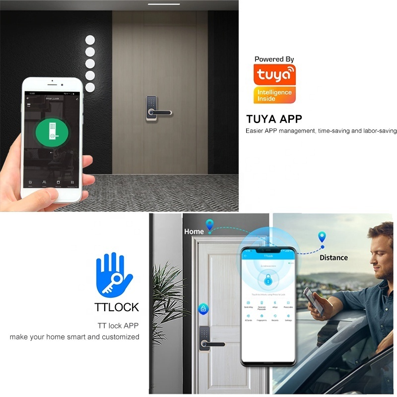 Cerradura Inteligente Con Wifi Rfid Ic Card Combination Wireless Fingerprint Door Lock Tuya TTlock App Dead Bolt Smart Door Lock