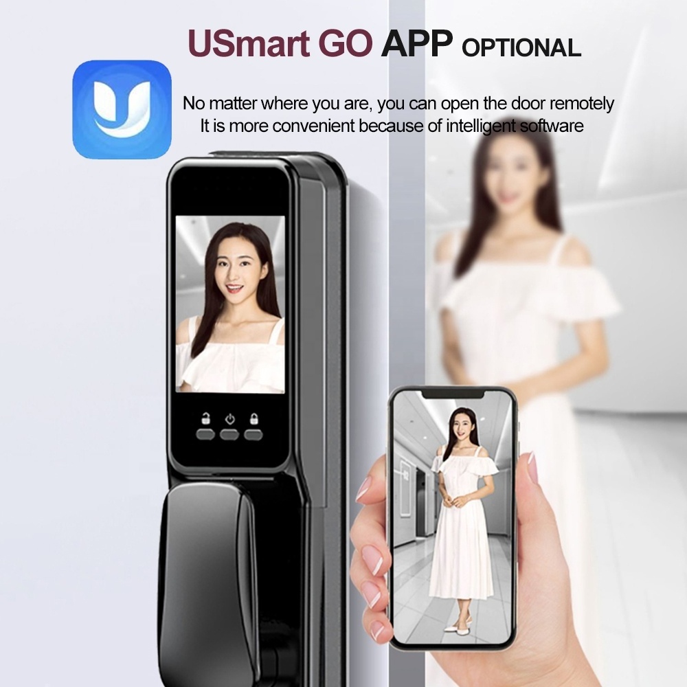 Outdoor Usmartgo Smart Locks Cerradura Inteligente Biometric Aluminum Inside Digital Handle Fingerprint Door Lock  With Camera