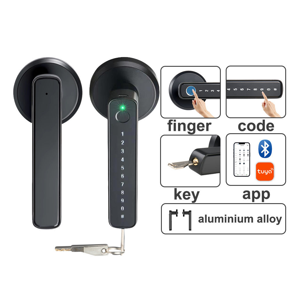 Fingerprint Keyless Smart Locks Door Handle Ic Card Sample Stand Home Tuya Smart Door Lock For Front Door