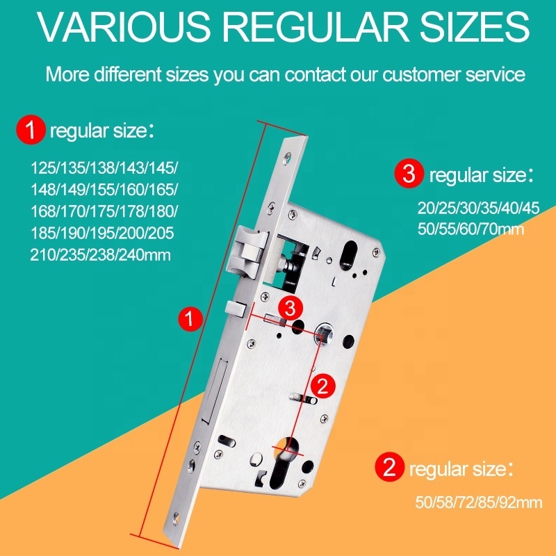 Good Quality Various Sizes Intelligent Lock Body Stainless Mortise Latch Lock Wholesale Price Aluminum Door Lock Cylinder