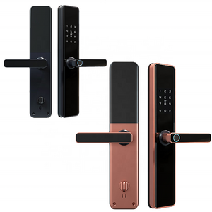 Black Door Knobs Locks Draw Latch Entrance Door Pull Handle Finger Print Bag Wifi Fingerprint Smart Lock With Camera Doorbell