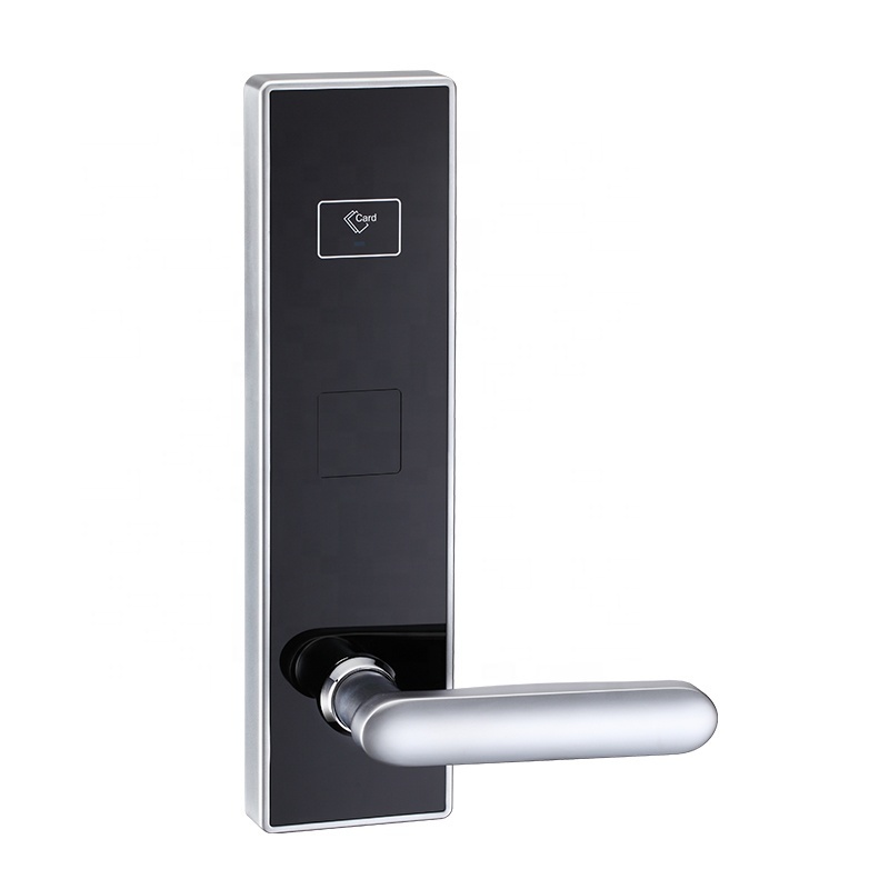 High security rfid card hotel door handles locks, Electronic key card door mortise latch smart hotel lock system with keys