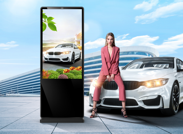 43 55 Inch Portable LCD Advertising display Playing Equipment Billboard HD touch screen kiosk Outdoor Mobile digital signage