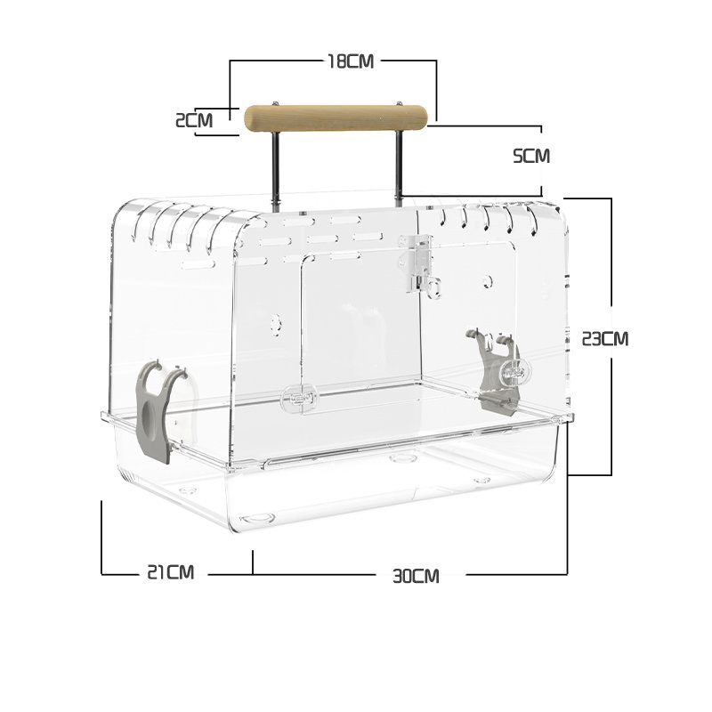 Acrylic Portable Pet Hamster Gerbil Cage Guinea pig Travel Transport Cage with Feeder Breathable Lightweight Small Pet Carrier