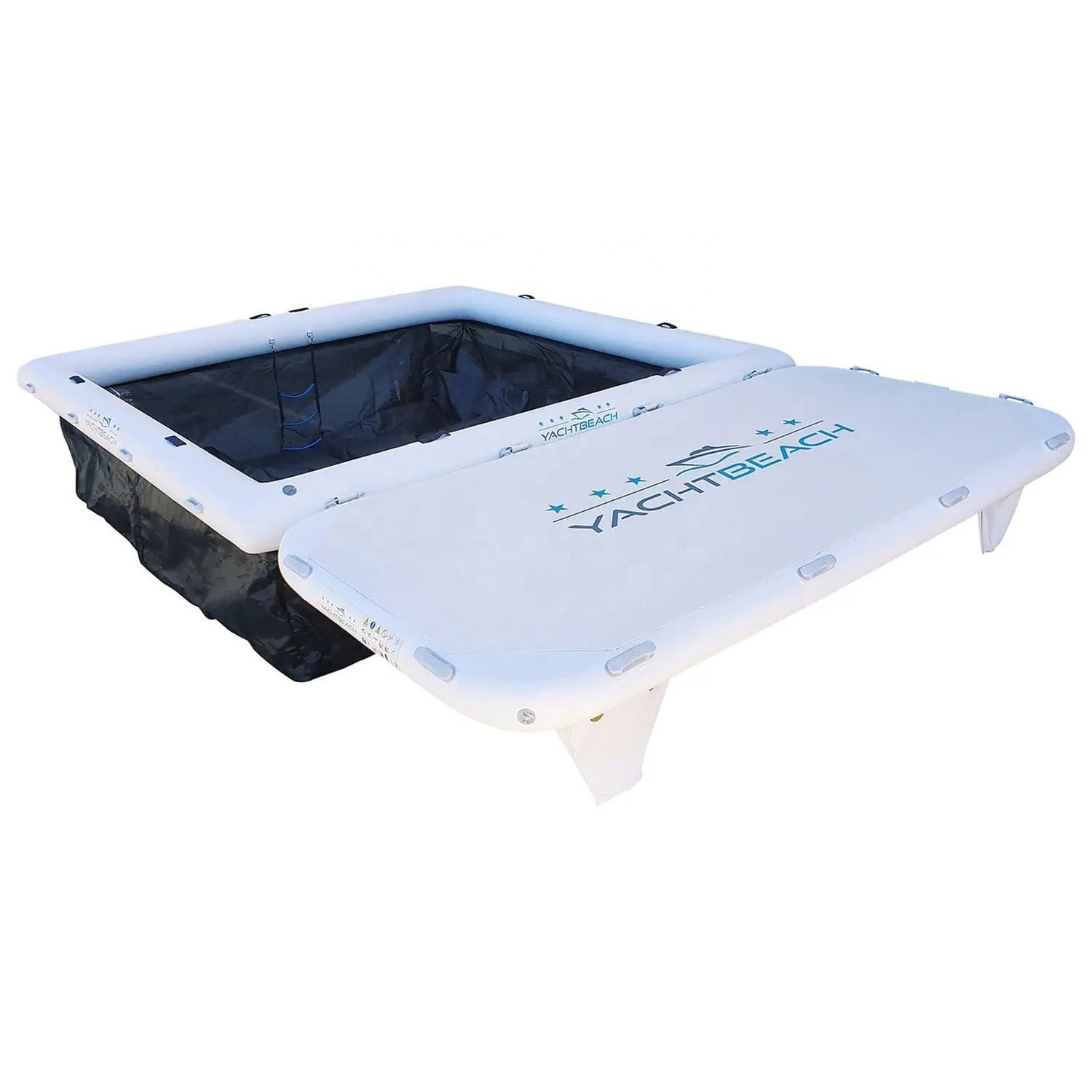 Commercial yacht rental inflatable water floating ocean swimming pool with jellyfish anti net