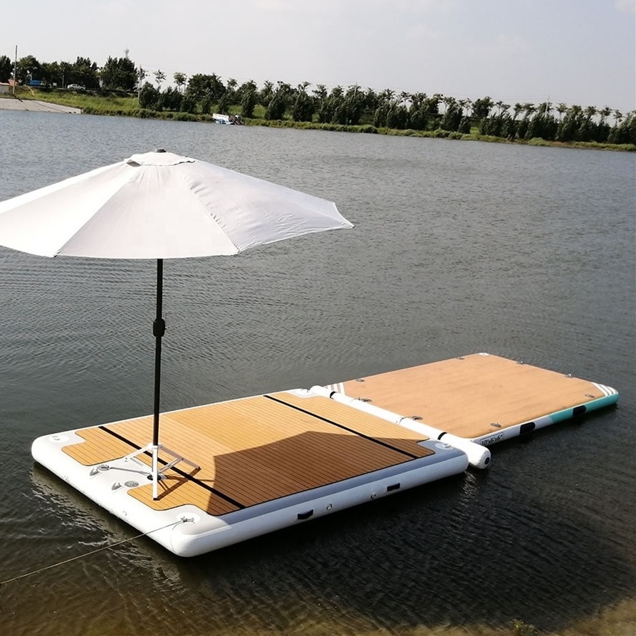 250x150x20cm PROMOTION Teak Deck inflatable pontoon water floating platform island raft jet ski yacht dock inflatable dock