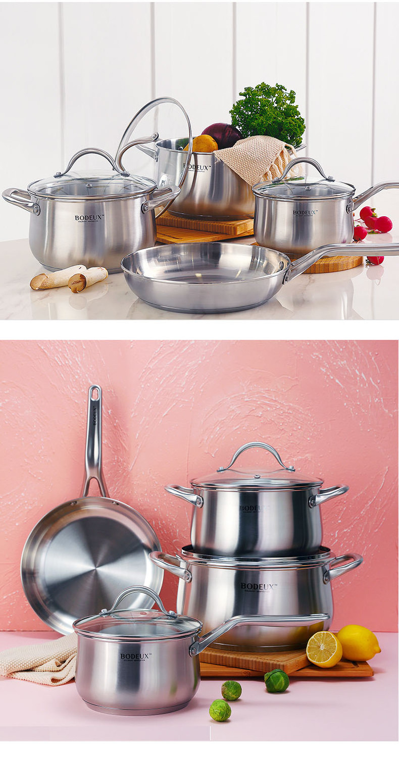 Non Stick Cookware Stainless Saucepan Casserole Dutch Oven Frypan Stainless Steel Cooking Pot Sets