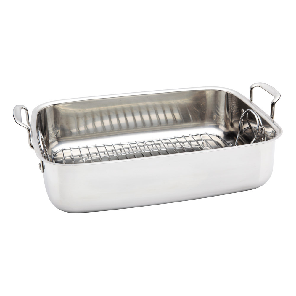 Non-stick Stainless Steel Kitchen Oven Use Rectangle Turkey Chicken Roaster Roasting Tray Baking Pan with Rack