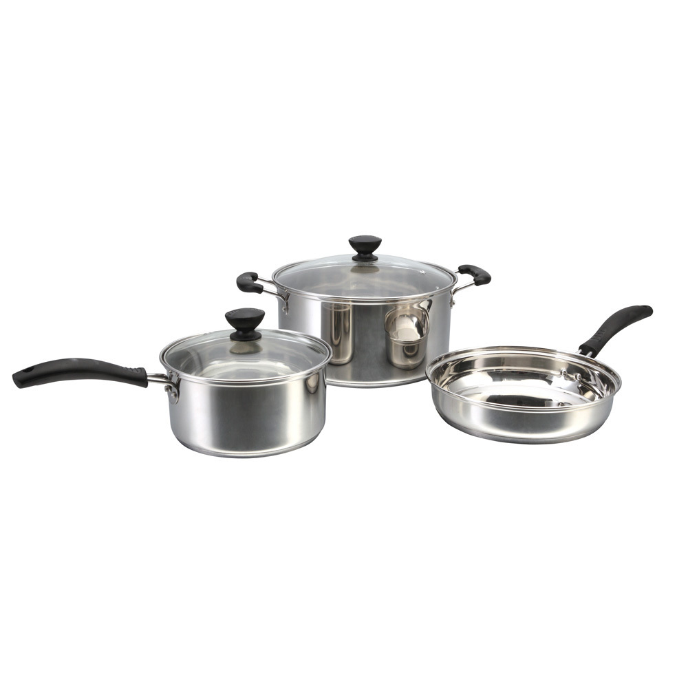 Manufacturer New Developed Induction Compatible Cookware Stainless Camping Pot Set Metal Woks Soup Pot Hot Pot Cooking Set