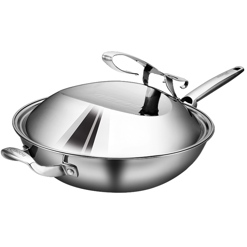 Manufacturer Wok Pan Chinese Induction Gas Non Stick Cookware Stainless Steel Kitchen Frying Pan Cooking Woks with Lid