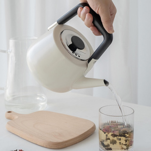 Factory wholesale black and white heat-resistant tea kettle with infuser insulated handle induction gas kettle