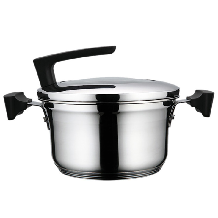 Factory wholesale stainless steel cooking double handle stockpot induction gas milk pot ironing lid kitchen cookware