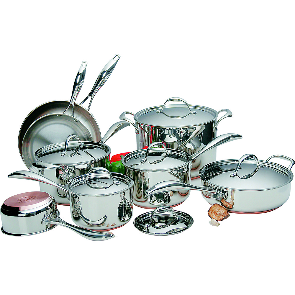 Manufactory Wholesale Nonstick Kitchenware Stainless Pot Set Metal Fashionable Steel Style Cookware Set