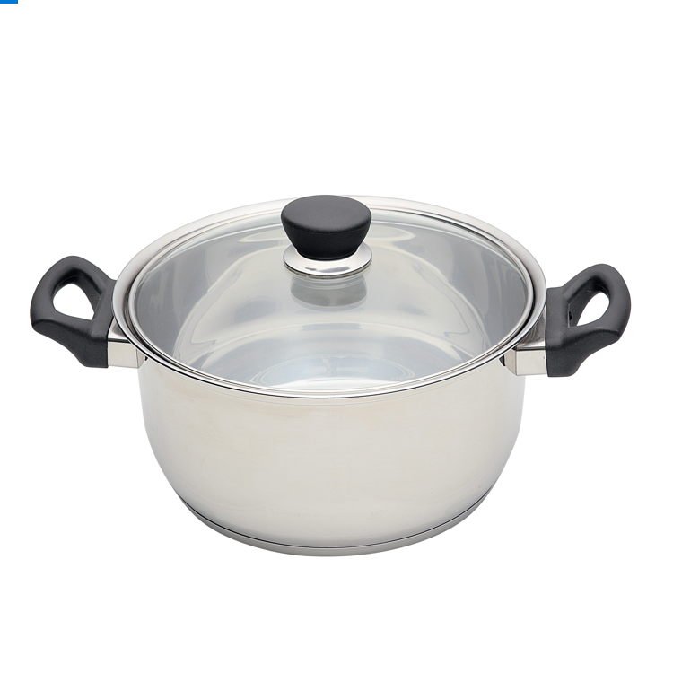 Factory wholesale high quality cookware set Polished soup pot glass lid non-stick bottom frying pan stainless steel milk pot