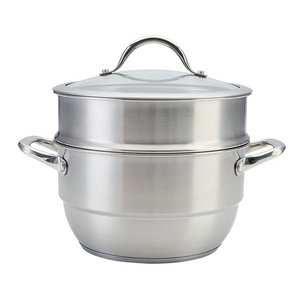 Wholesale multipurpose kitchenware steamer stainless steel cookware set single double boilers cooking pot with clear glass lids