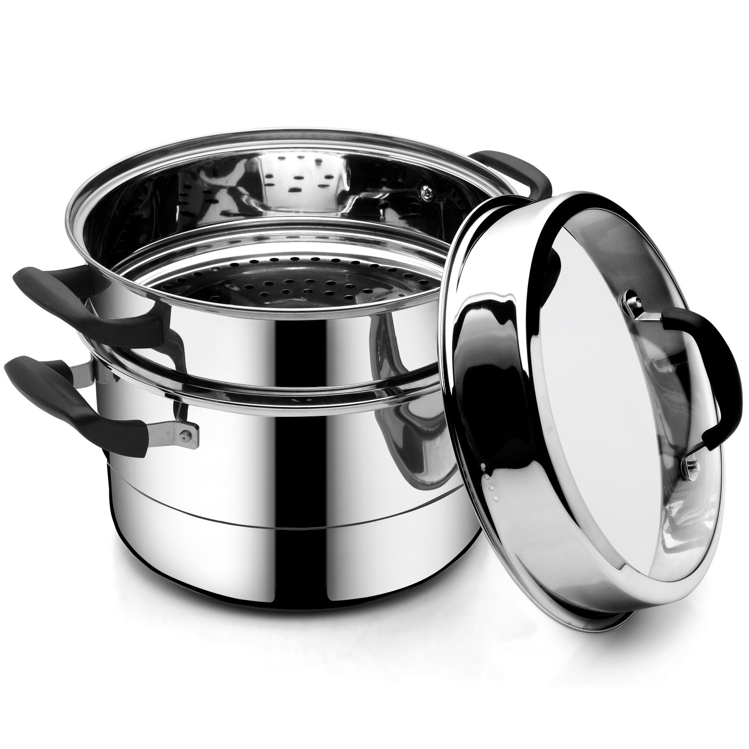 Factory wholesale high quality kitchen cookware Cooking stock pot Two-layer multi-purpose food grade stainless steel steamer