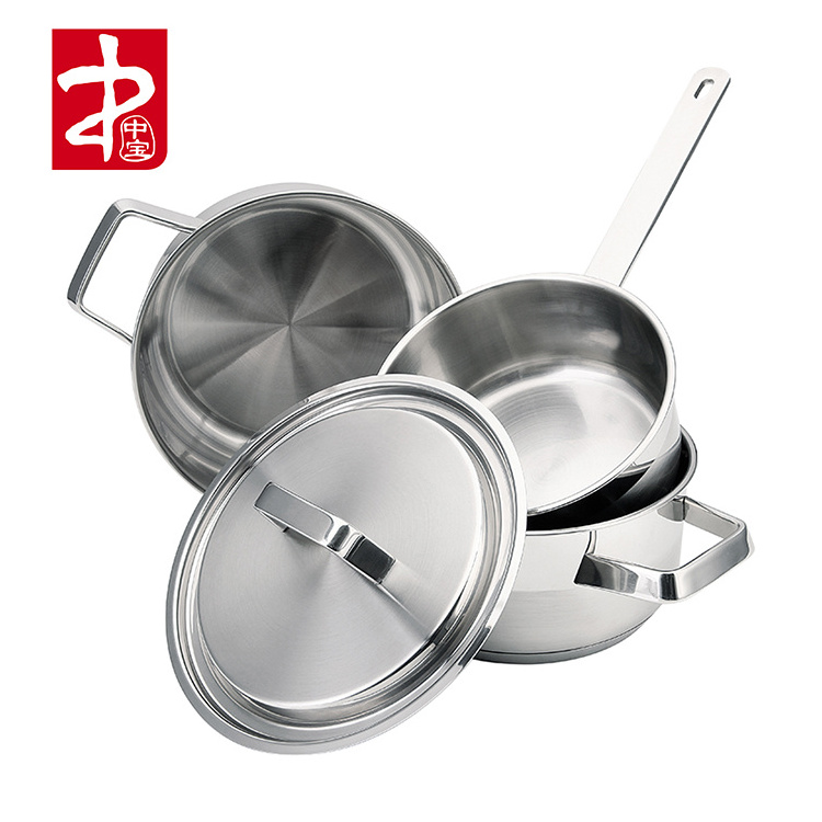 Wholesale Milano Cast Iron Stainless Steel Stock Pot Sets Steel Cookware Set Cooking Pot Set Kitchenware