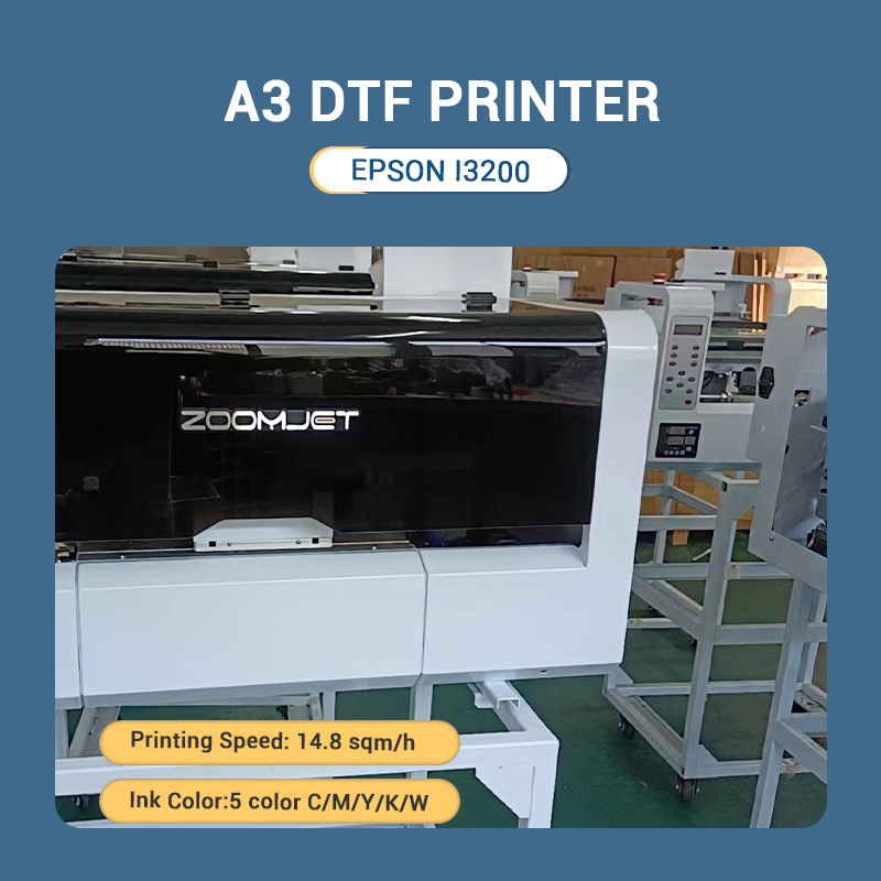 Zoomjet Dtf A3 Desktop Dtf Printer Printing Machine Dual Xp600/I3200 Print Head A3 Inkjet Printers