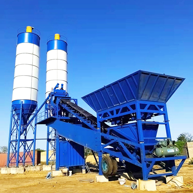 50m3/h mini mobile concrete Mixing plant fully automatic ready mix concrete batching plant with cement silo