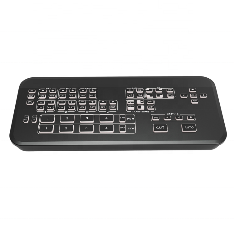 4CH H DMI Live Streaming Switcher 1080p for Broadcast Switch Live Streaming Video Control Support 2 Microphone input