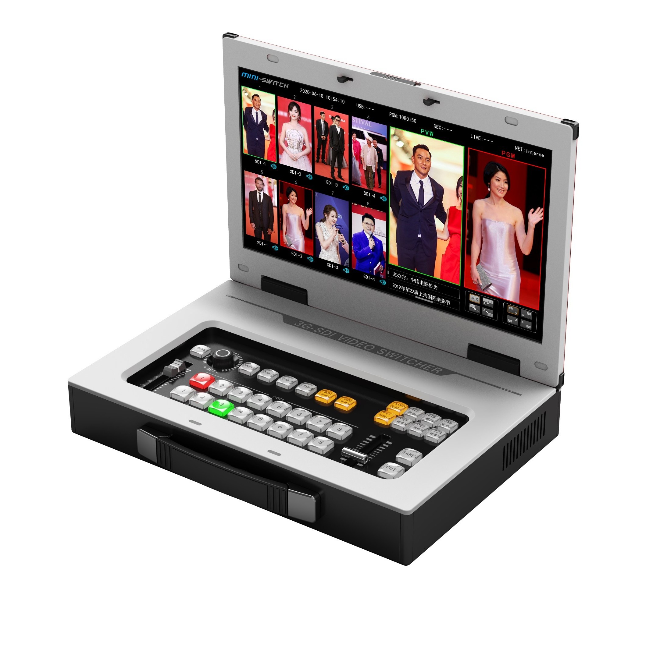 Multi camera live streaming recording equipment virtual studio 8 channel live production video switcher