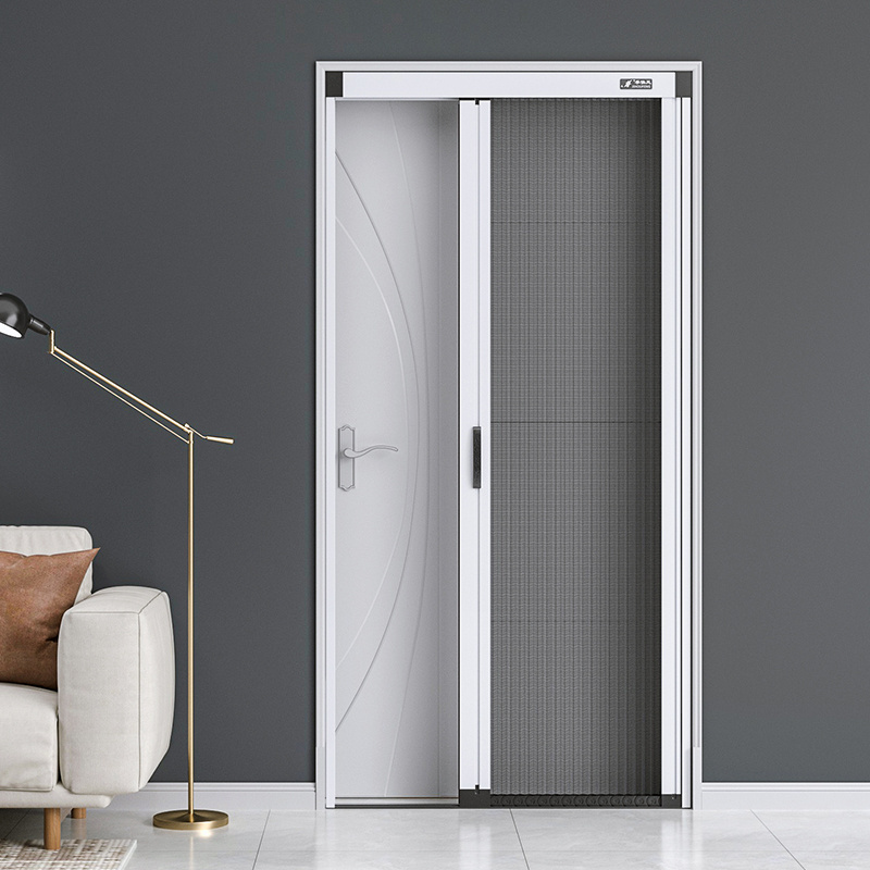 Trackless retractable screen doors sliding door trackless pleated mesh sliding screen aluminium mosquito net door