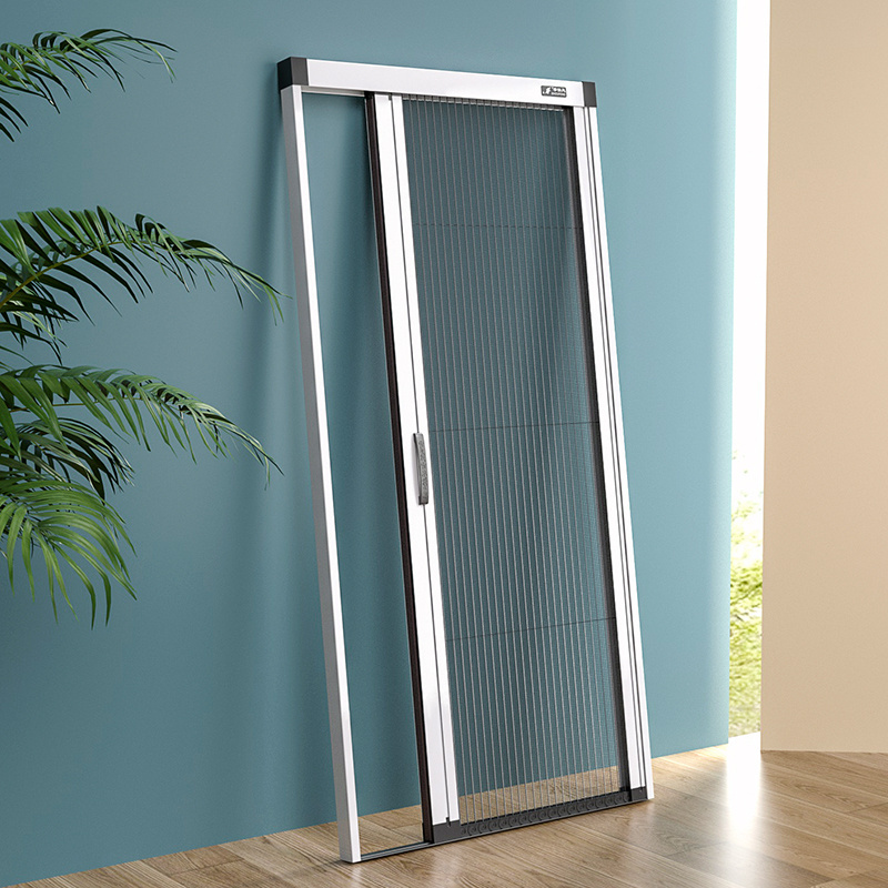 Bug screens sliding pleated mesh retractable screen trackless screen door