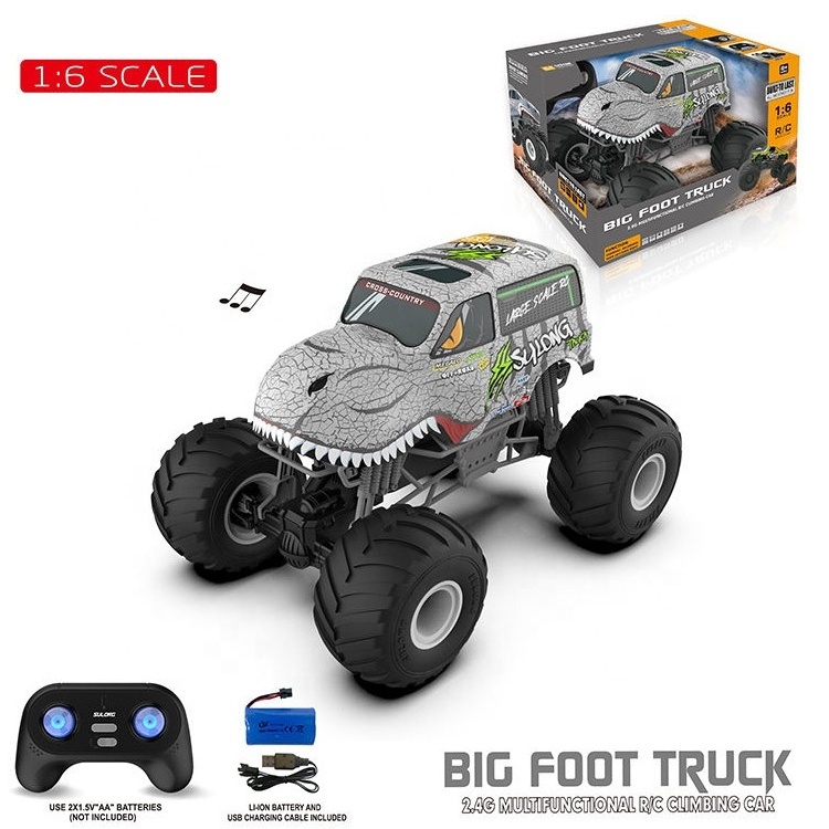 1:6 Scale Kids Toys Monster Truck With USB Charger big foot truck Off-road Remote Cars Rc Dinosaur Car