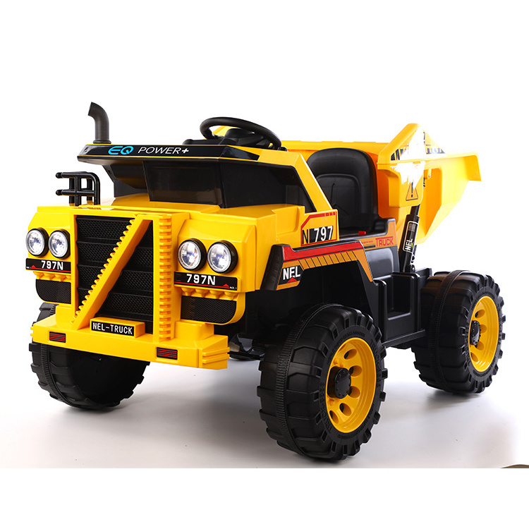 Electric Engineering Dump Truck Child Ride On Car With 12v Battery 4 Motors