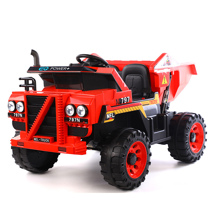 Electric Engineering Dump Truck Child Ride On Car With 12v Battery 4 Motors