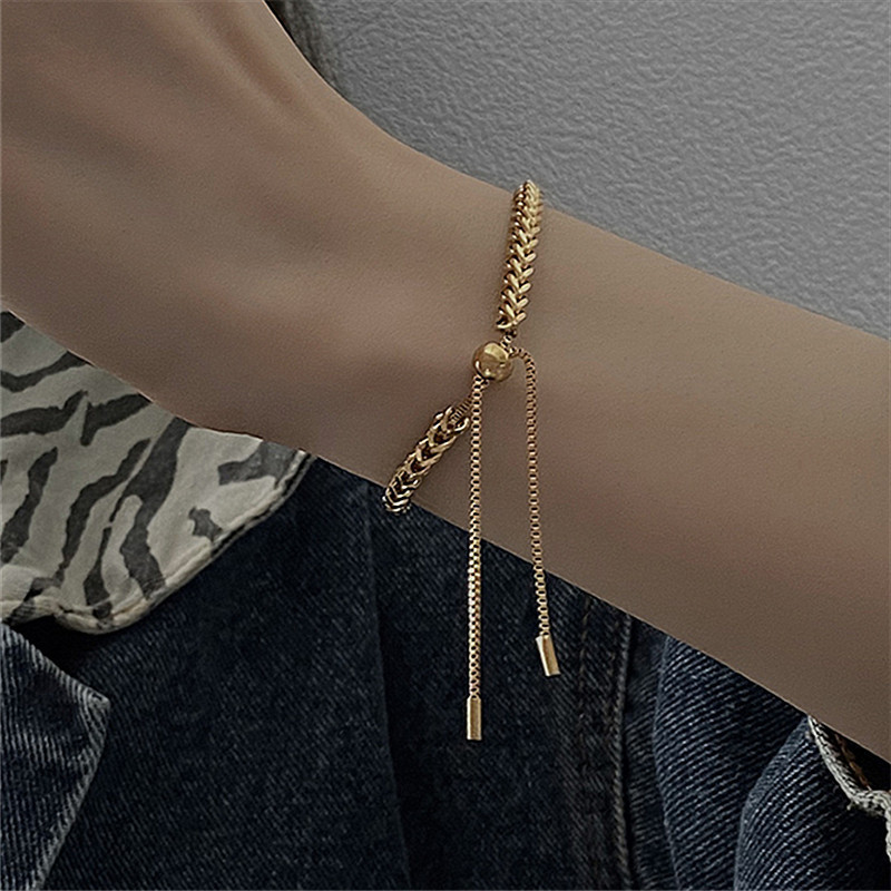 Zooying Fashion Designer Luxury Jewelry For Women Gold Plated Stainless Steel Chain Adjustable Bangle Bracelet