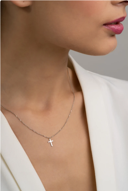 Zooying  stainless steel Cross Necklace  Dainty Cross Pendant Necklace Unisex Cross  Necklace