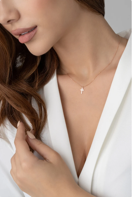 Zooying  stainless steel Cross Necklace  Dainty Cross Pendant Necklace Unisex Cross  Necklace