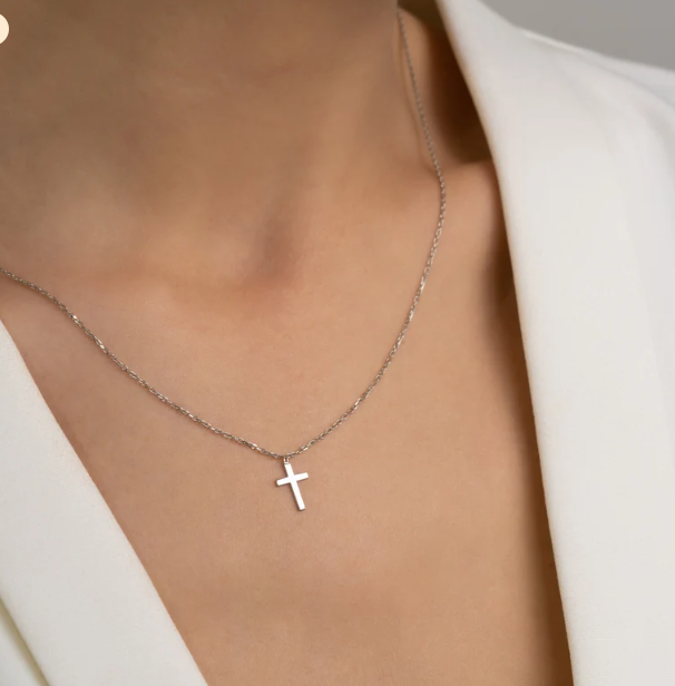 Zooying  stainless steel Cross Necklace  Dainty Cross Pendant Necklace Unisex Cross  Necklace