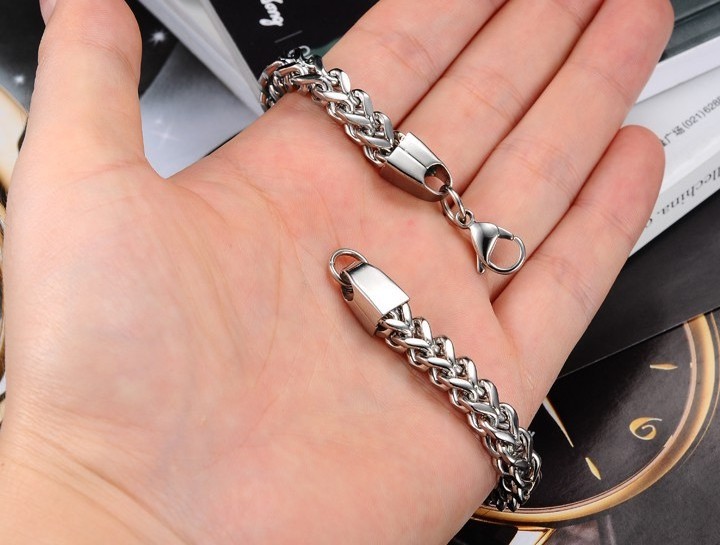 Zooying Stylish Stainless Steel Keel Braided Chain Bracelets Men's Jewelry, Watch Band Style Bangle