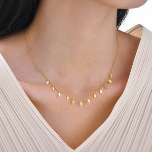 Zooying Delicate Lightning Stainless Steel Necklace 18K Gold PVD Plated No Tarnish  Necklace For Women