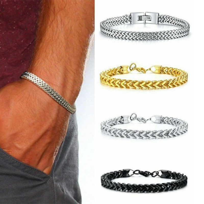 Zooying Stylish Stainless Steel Keel Braided Chain Bracelets Men's Jewelry, Watch Band Style Bangle