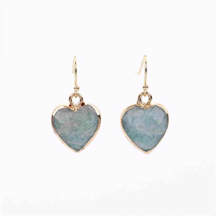 Zooying  Heart Shape Women's Luxury jewelry Gold-plated Rimmed Jade Earring