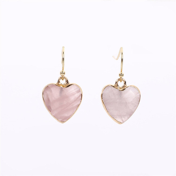 Zooying  Heart Shape Women's Luxury jewelry Gold-plated Rimmed Jade Earring