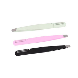 Professional Eyebrow Tweezers Stainless Steel Gold Lash Clamps Colorful Hair Removal Tweezers Metal Beauty Makeup Tools