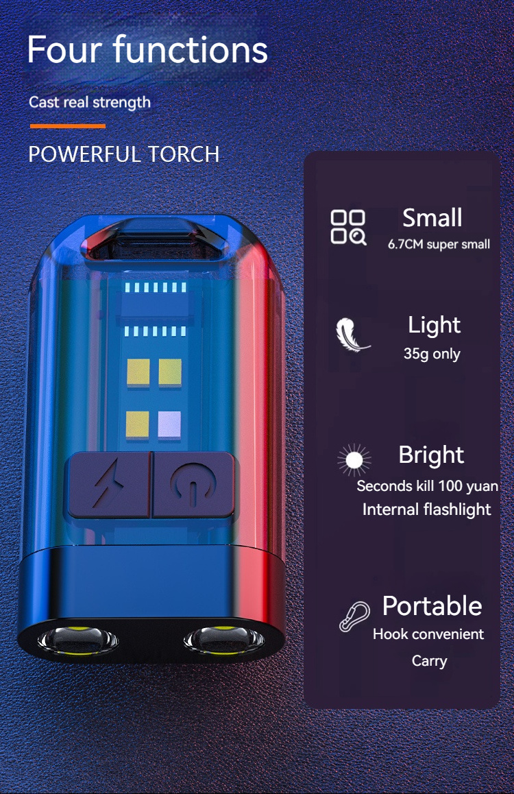 Multi-Function Usb Rechargeable Pocket Tiny Waterproof Magnetic Mini Keychain Led Flashlight