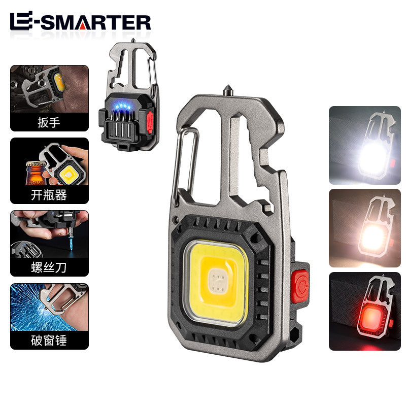 Wholesale Multifunctional Portable Mini Strong Bright Flashlight 500Mah Rechargeable Cob Keychain Work Light