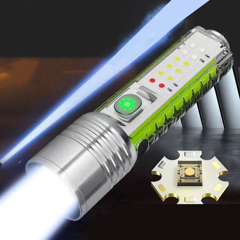 High Power 20000 Lumen Long-Distance White Laser Zoomable Mini Edc Keychain Flashlight